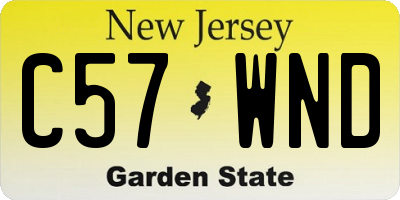 NJ license plate C57WND