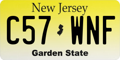 NJ license plate C57WNF