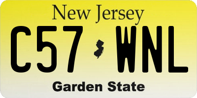 NJ license plate C57WNL