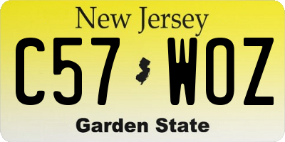 NJ license plate C57WOZ