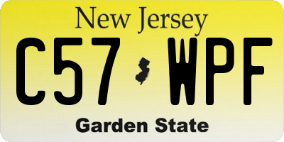 NJ license plate C57WPF