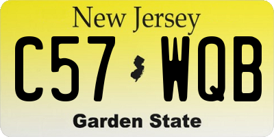 NJ license plate C57WQB