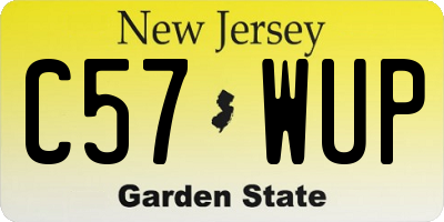 NJ license plate C57WUP