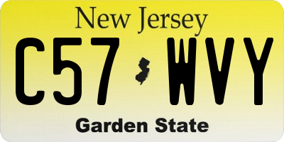 NJ license plate C57WVY