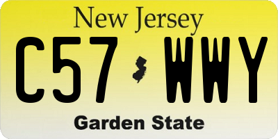 NJ license plate C57WWY