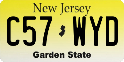 NJ license plate C57WYD