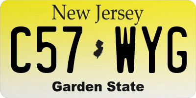 NJ license plate C57WYG