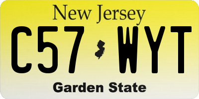 NJ license plate C57WYT