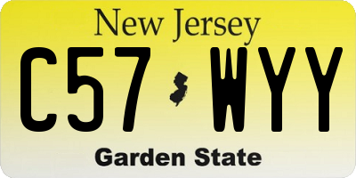 NJ license plate C57WYY