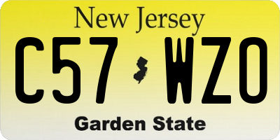 NJ license plate C57WZO