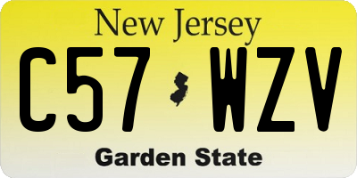 NJ license plate C57WZV