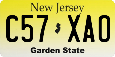NJ license plate C57XAO