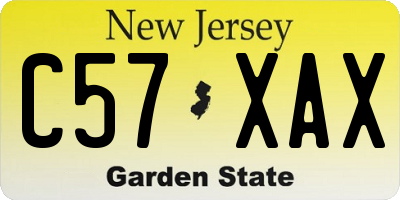 NJ license plate C57XAX