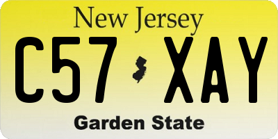 NJ license plate C57XAY