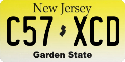 NJ license plate C57XCD