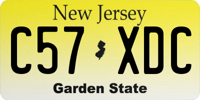 NJ license plate C57XDC
