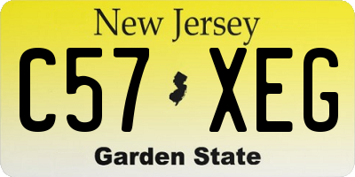 NJ license plate C57XEG