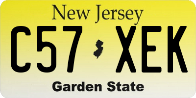 NJ license plate C57XEK