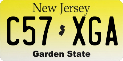 NJ license plate C57XGA