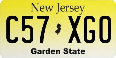 NJ license plate C57XGO