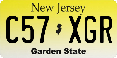 NJ license plate C57XGR