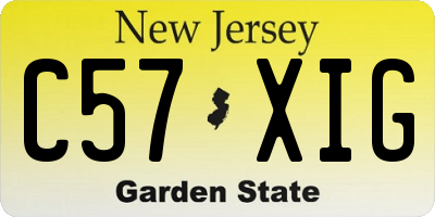 NJ license plate C57XIG