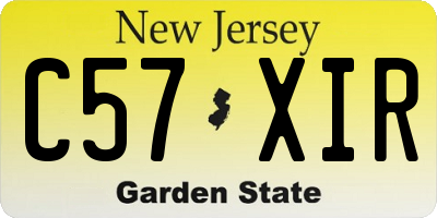 NJ license plate C57XIR