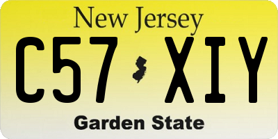 NJ license plate C57XIY