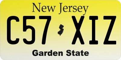 NJ license plate C57XIZ