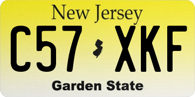 NJ license plate C57XKF
