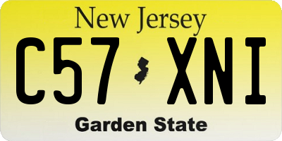 NJ license plate C57XNI