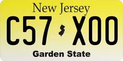 NJ license plate C57XOO