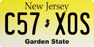 NJ license plate C57XOS