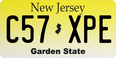 NJ license plate C57XPE