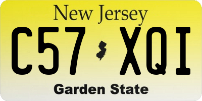 NJ license plate C57XQI
