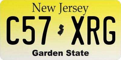 NJ license plate C57XRG
