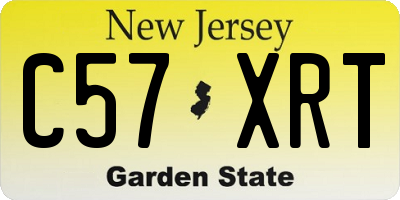 NJ license plate C57XRT