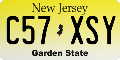 NJ license plate C57XSY