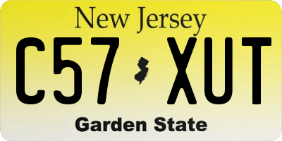 NJ license plate C57XUT