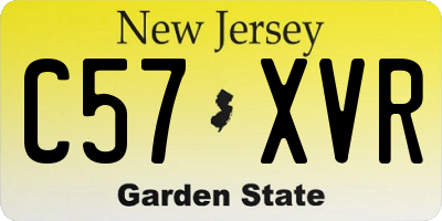 NJ license plate C57XVR