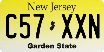 NJ license plate C57XXN