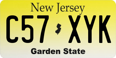 NJ license plate C57XYK