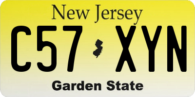 NJ license plate C57XYN