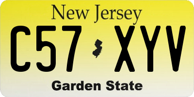 NJ license plate C57XYV