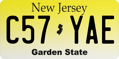NJ license plate C57YAE