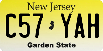 NJ license plate C57YAH