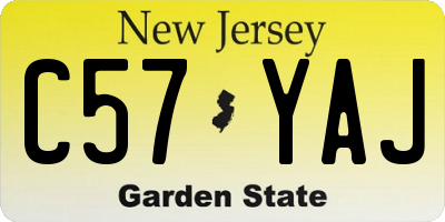 NJ license plate C57YAJ