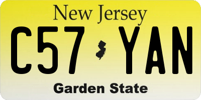 NJ license plate C57YAN