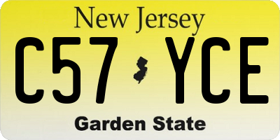 NJ license plate C57YCE