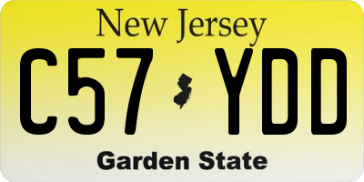 NJ license plate C57YDD